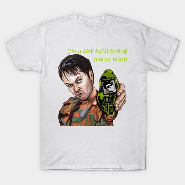 Nathan Barley fan art - "self facilitating media node" T-Shirt by smadge